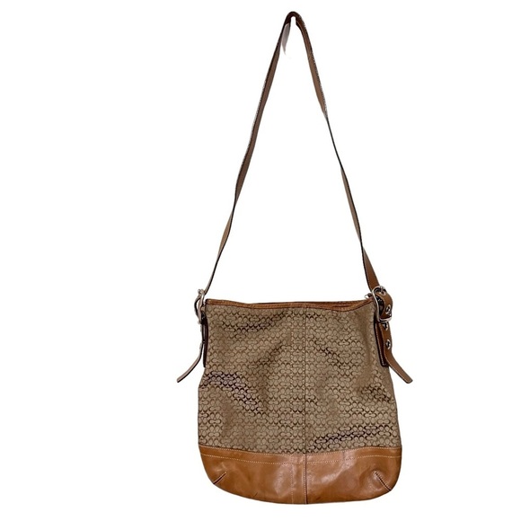 COACH SIGNATURE CROSSBODY BAG PURSE F10416 BROWN LEATHER - Picture 1 of 16